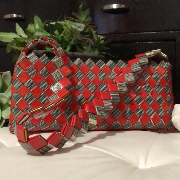 Recycled “Wrapper” Shoulder Bag-Red&Black-EUC - Picture 2 of 14